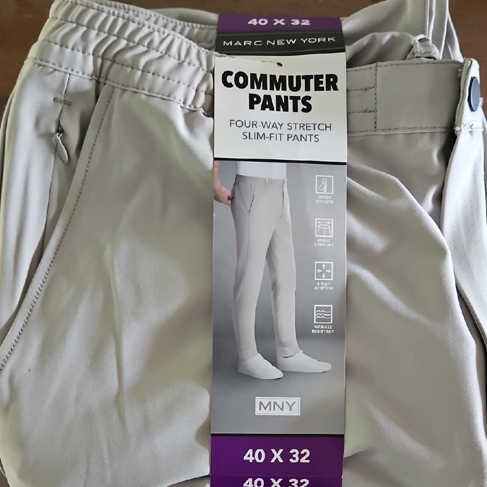 Marc New York Gray Chinos with Flat Front Design